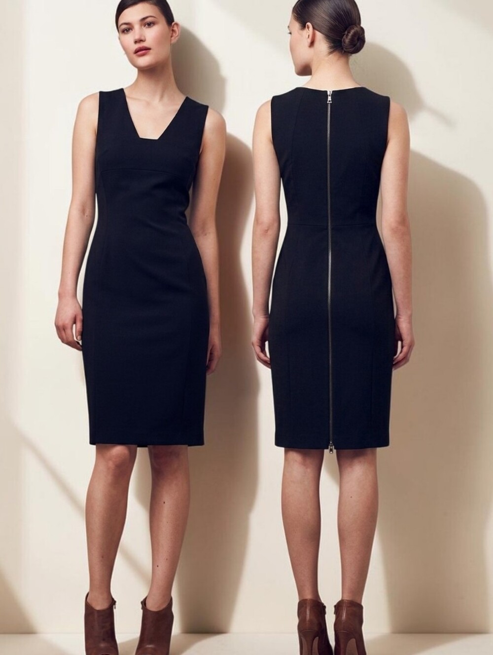 LIDA BADAY Black Sleeveless Sheath Dress with Exposed Back Zip - Size 6